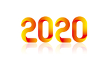 橙色2020创意年份字体设计