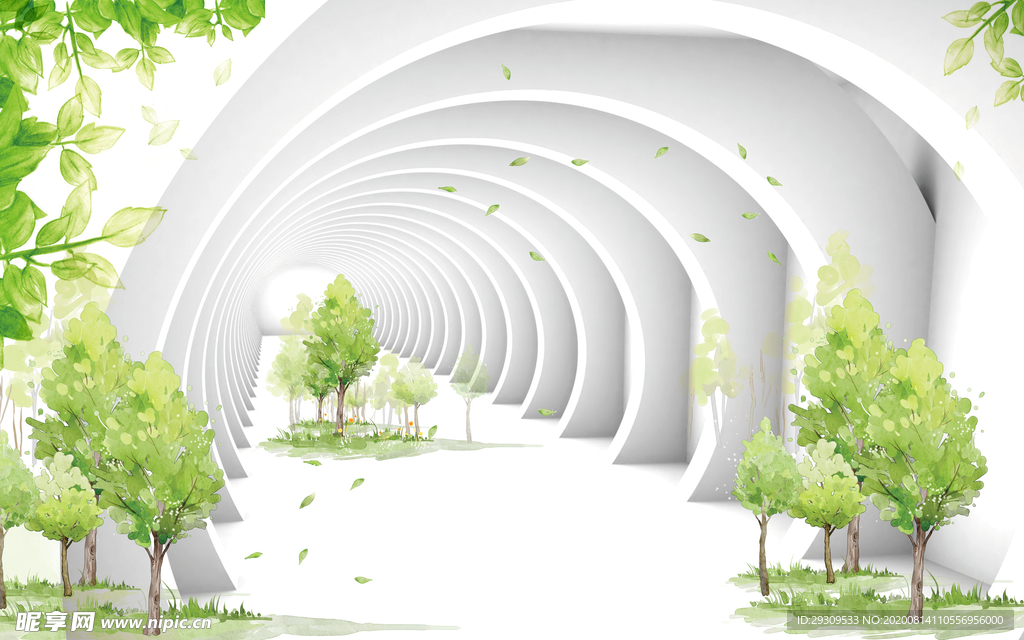 3D立体树林背景图