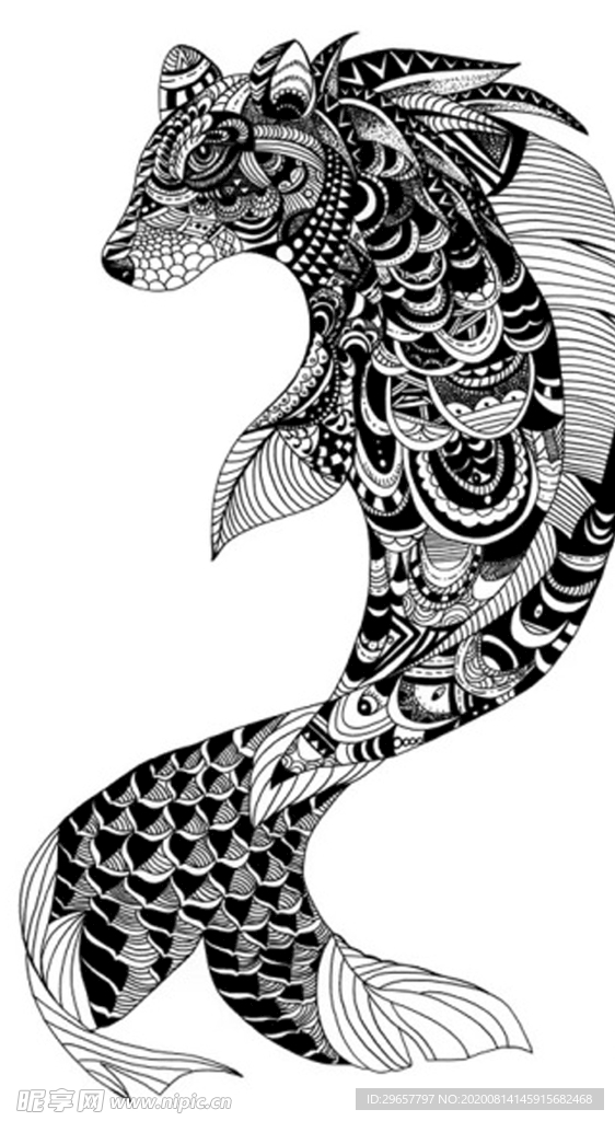 山海经鳍鱼矢量素材