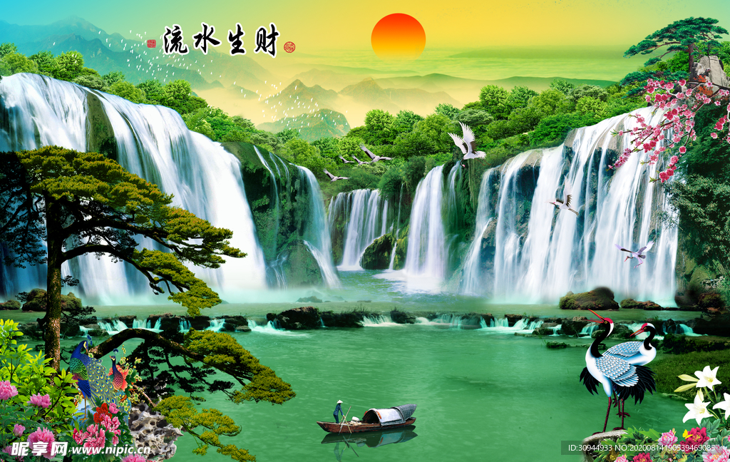 山水画背景墙