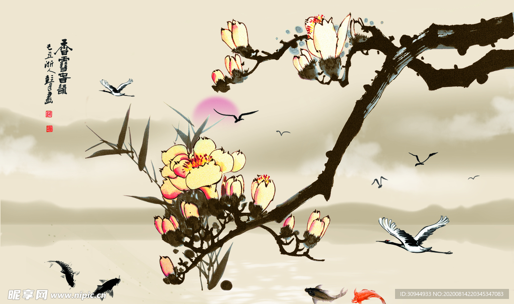 花鸟背景墙