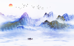 新中式山水背景