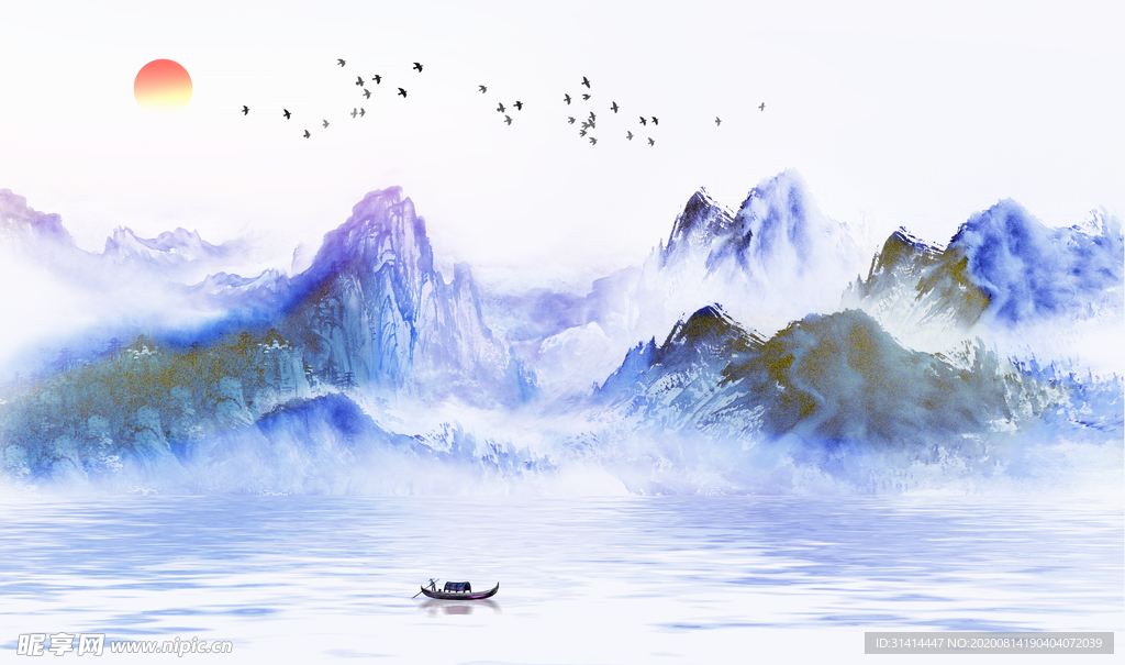 新中式山水背景