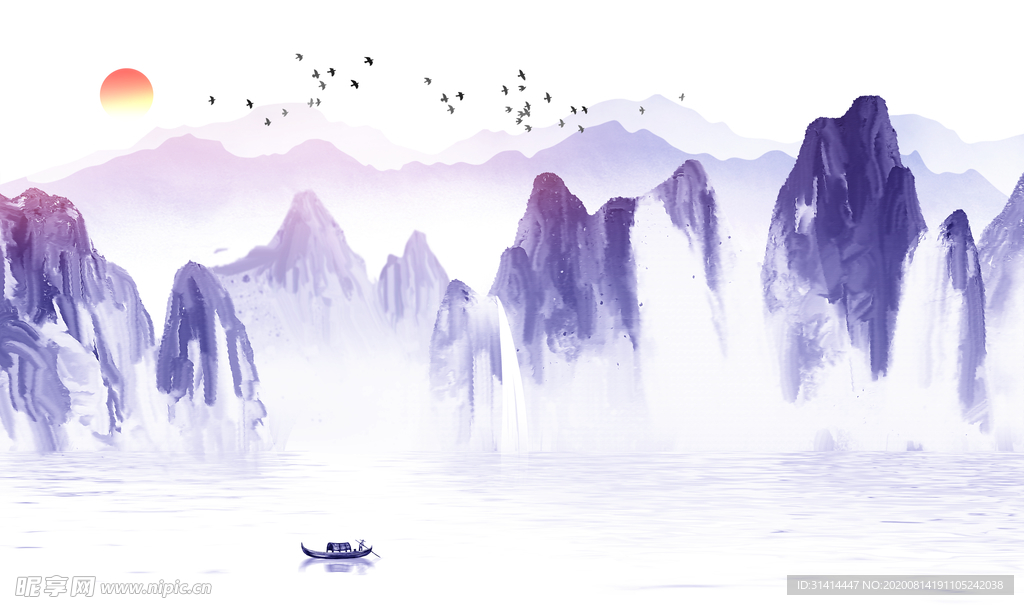 新中式山水背景