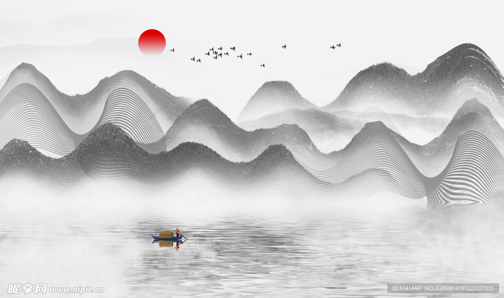 新中式山水背景