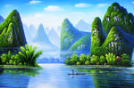 丽景山水风景油画