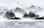 新中式水墨山水背景
