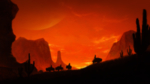 彩色动漫插画山坡风景