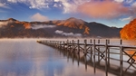 群山河水栈桥天空风景