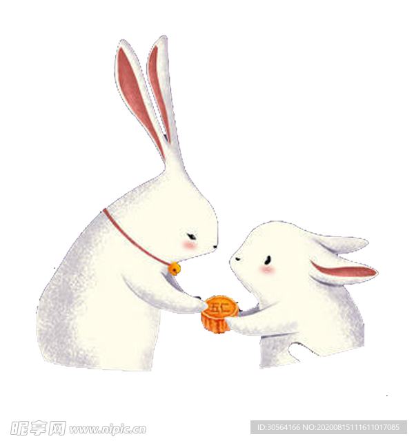 玉兔中秋插画卡通海报素材