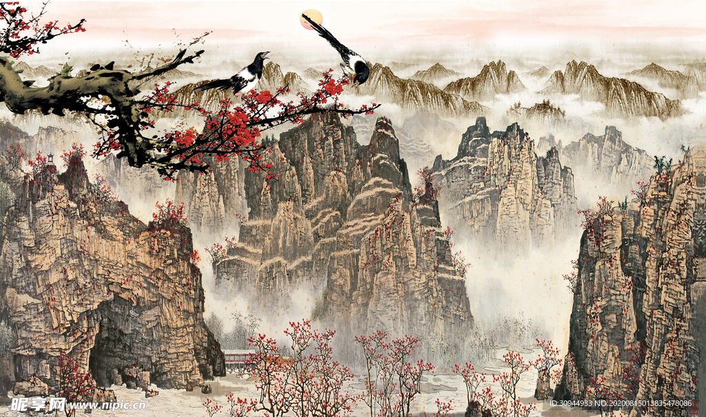 山水画背景墙
