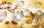 山水画背景墙