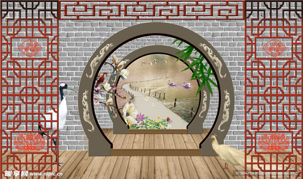 装饰画建筑背景墙