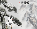 国画山水情背景墙