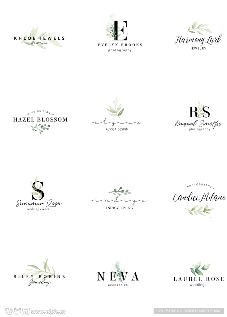 婚礼 logo 字母 英文植物
