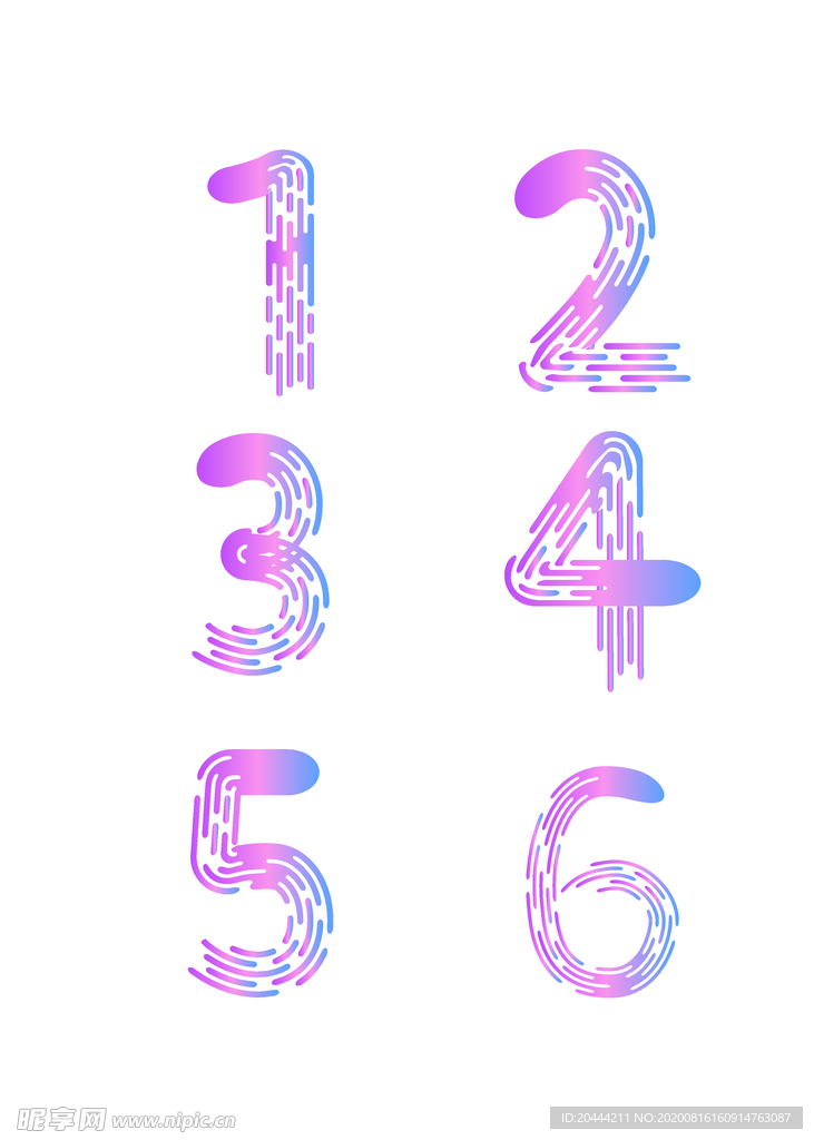 彩色渐变数字