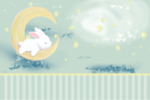儿童房背景墙 兔子 月亮