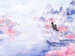 古风人物国风插画合成背景素材