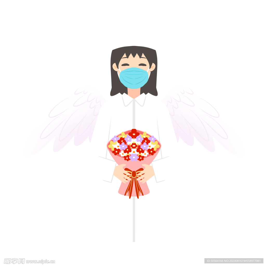 医生护士天使插画卡通背景素材