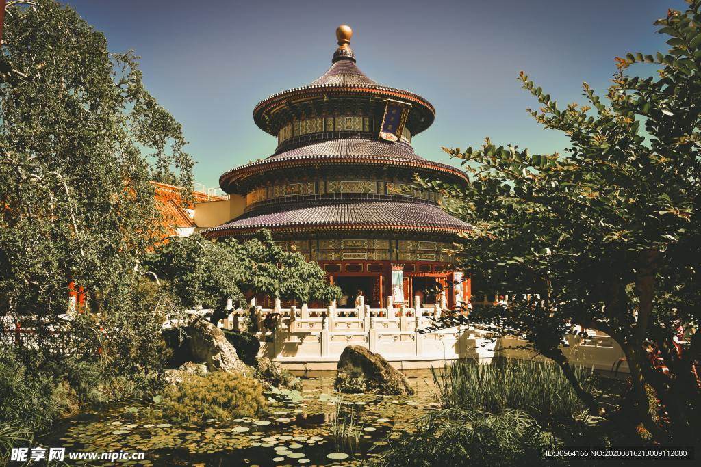 天坛建筑旅游自然生态背景素材