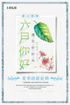 六月你好夏日促销小清新海报