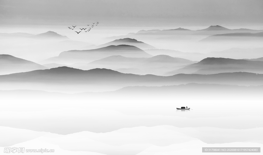 浅色山水