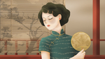 国潮旗袍美人包装插画图片