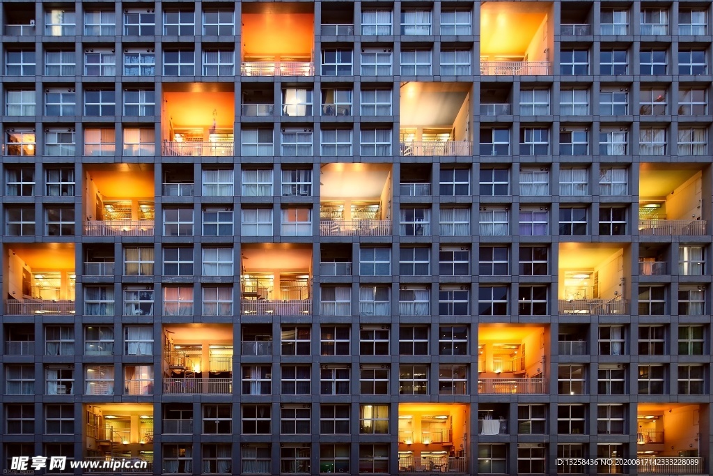 大楼灯光建筑房屋窗户