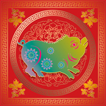 喜庆窗贴猪过年火爆海报