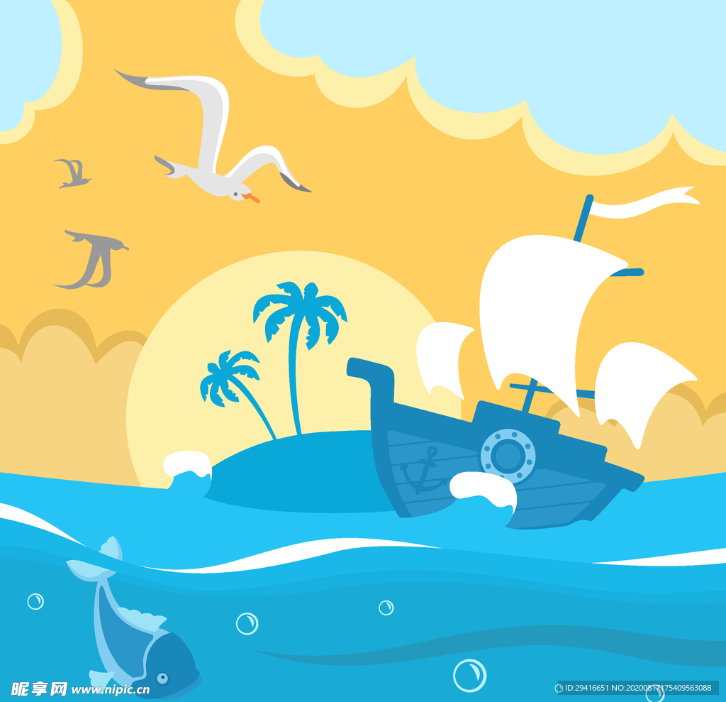 海洋和船只