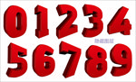 红色立体数字