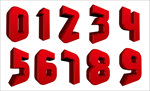 红色立体数字