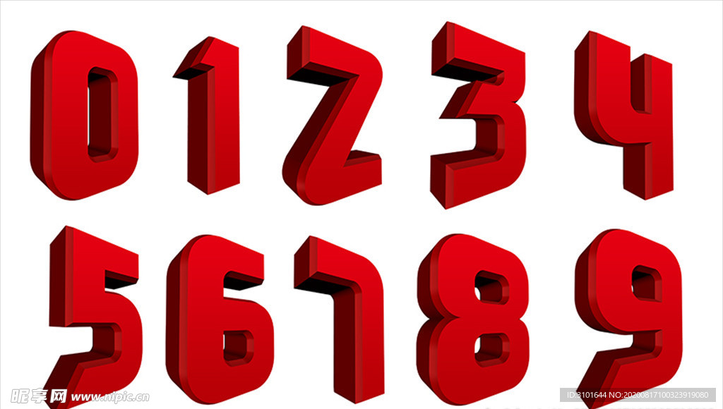 红色立体数字