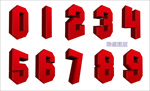红色立体数字