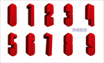 红色立体数字
