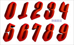 红色立体数字