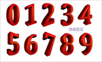 红色立体数字