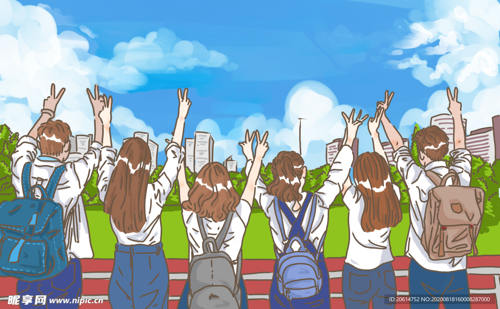 开心的学生们漫画
