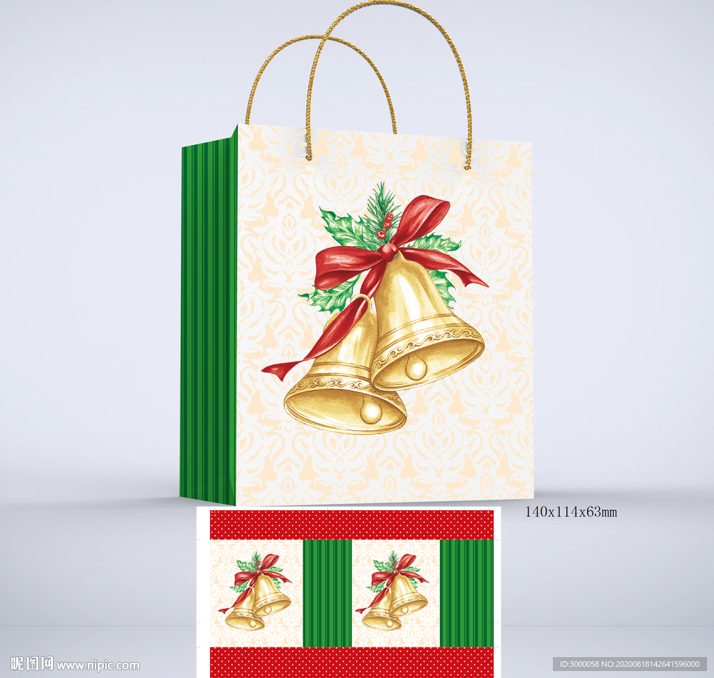 圣诞节铃铛礼品袋包装设计