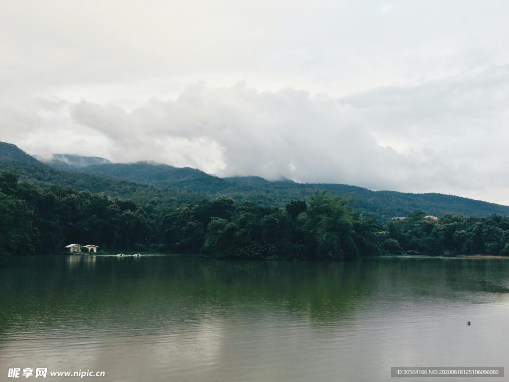 湖面森林旅游自然生态背景素材