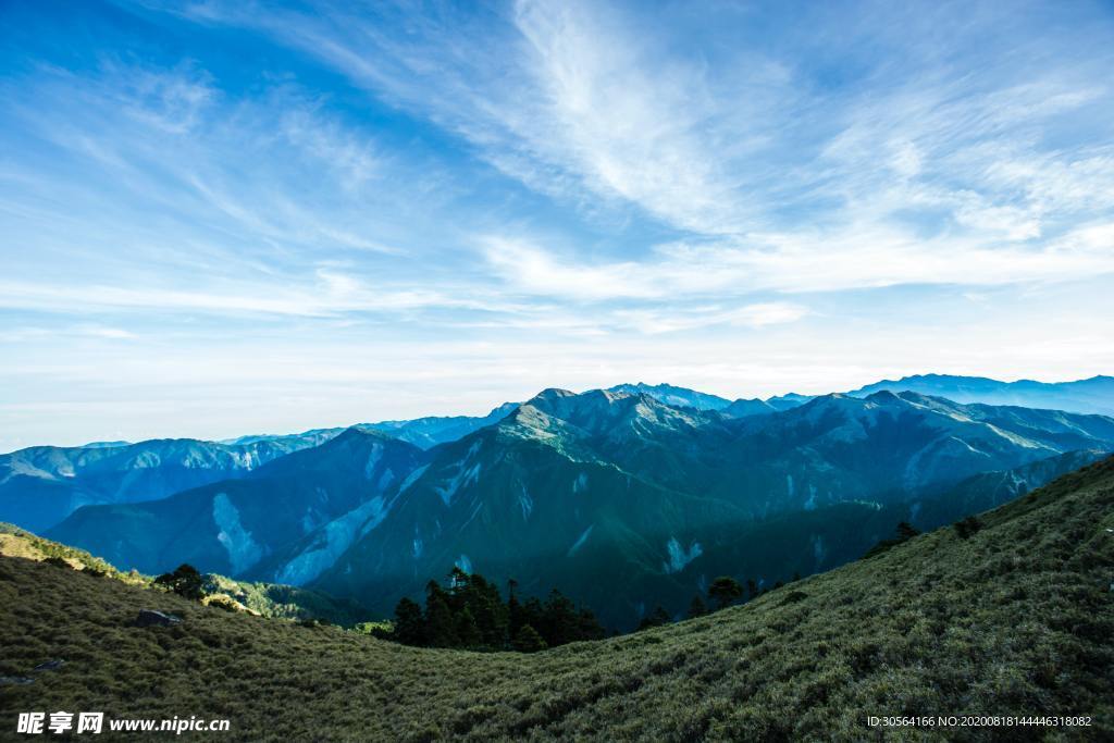 山峰天空蓝色自然生态背景素材