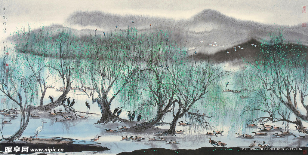 中式山水风景画