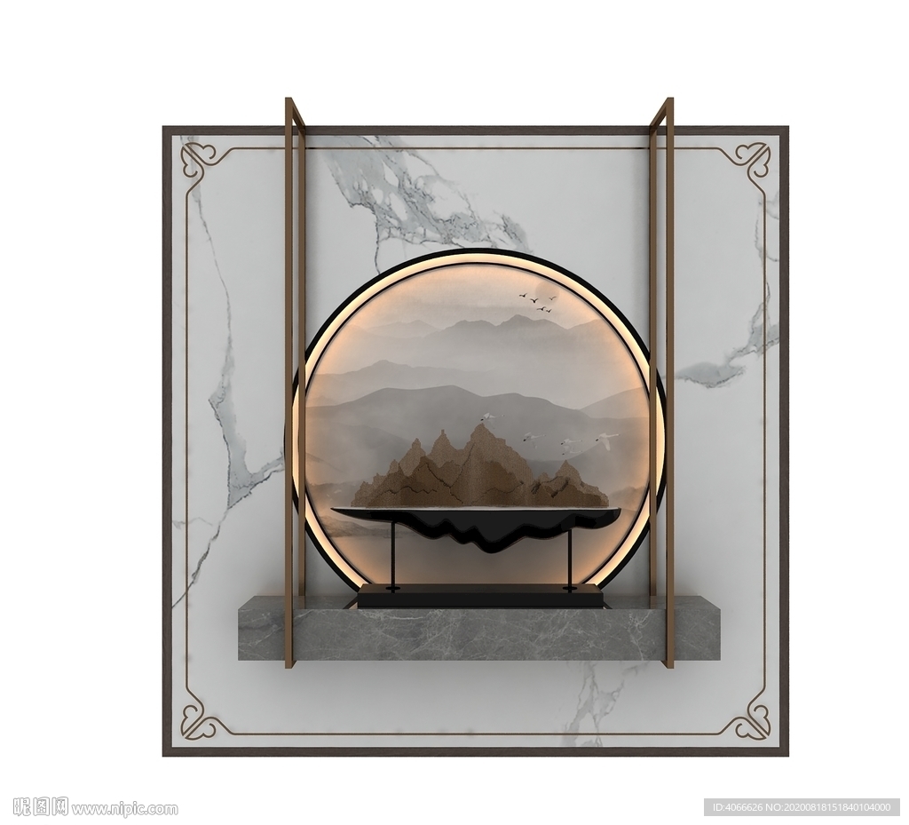 中式玄关3d模型