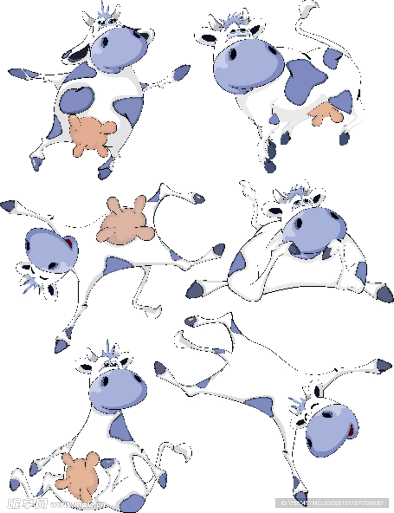 滑稽的卡通奶牛