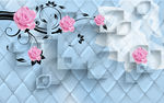 软包菱形玫瑰花纹背景墙