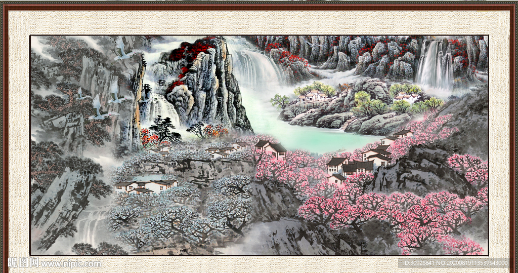 聚宝盆山水画