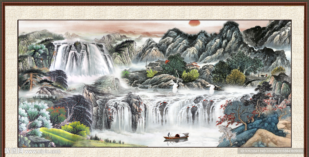 聚宝盆山水画