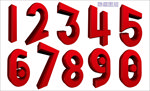 红色立体数字