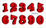 红色立体数字