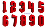 红色立体数字